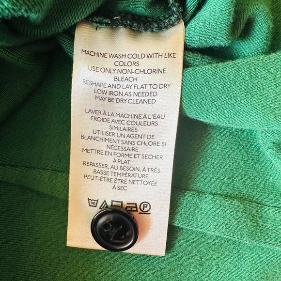Maeve Anthropologie Shirt XLP Green Black Top Ruched Button Up Retro Motif Swirl - Picture 9 of 12